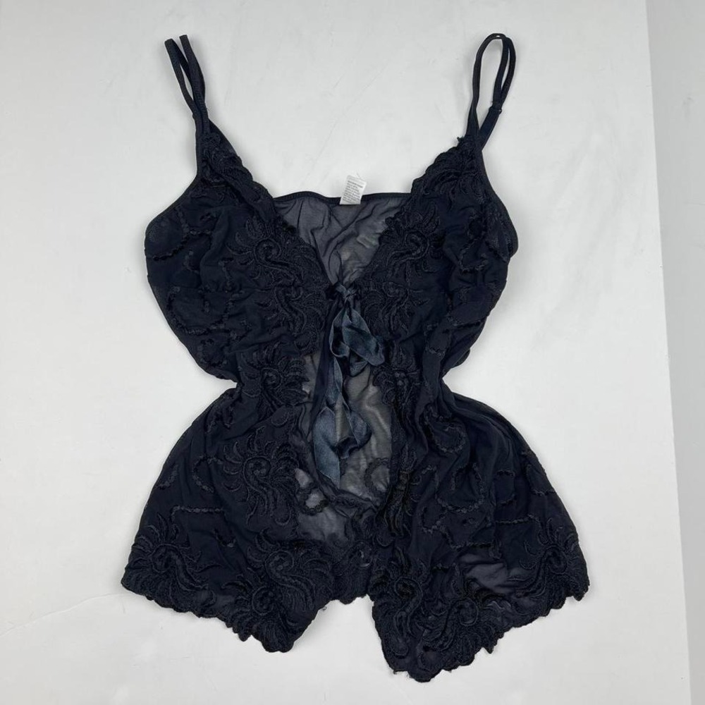 Y2K Gothic Fairy Lace Top in Black VTG Grunge Women's Large Cami Floral Romantic